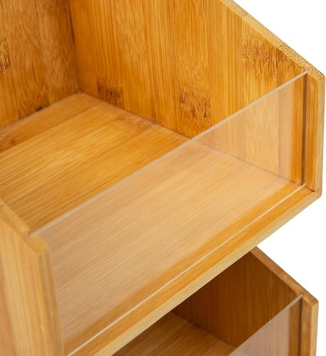 Elegante Organizzatore Caffè in Rayon di Bambù con Pareti Acriliche Trasparenti, 6,5"x15" - Foto 6 di 9