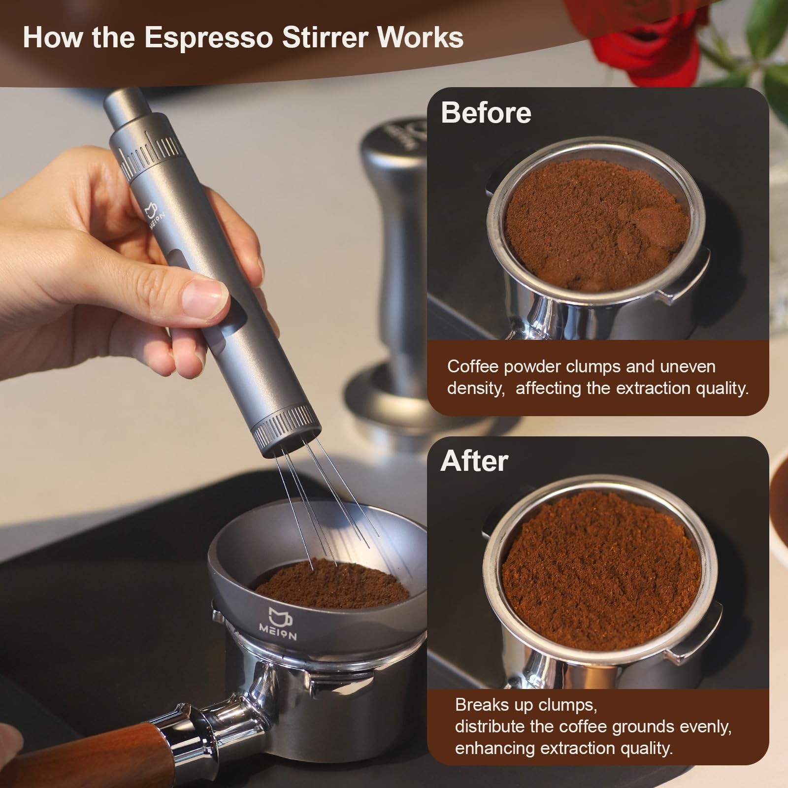 Retractable WDT Espresso Distribution Tool Espresso Stirrer Tools, 0.35mm 6 N...