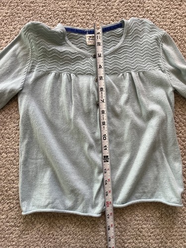 Mini Boden Girls Size 9/10Y 3 Button L/S Sweater Robins Egg Blue Velvet Piping - Picture 5 of 7