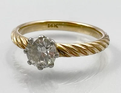 Solitärring. 585 Gelbgold mit Diamantbesatz. ca.070ct - Bild 1 von 2