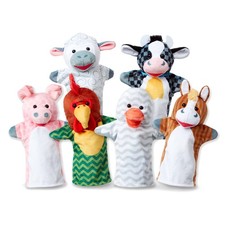 Melissa  Doug Barn Buddies Hand Puppets, Set of 6 Cow, Sheep, Horse, Duck  