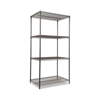 Alera Wire Shelving Starter Kit, Four-Shelf, 36w x 24d x 72h, Black Anthracite