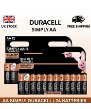 24 PACK DURACELL SIMPLY AA BATTERIES LONG LASTING ALKALINE POWER | UK STOCK