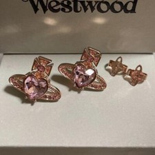 Vivienne Westwood ARIELLA Orb Earrings Heart Pink IN BOX E00201