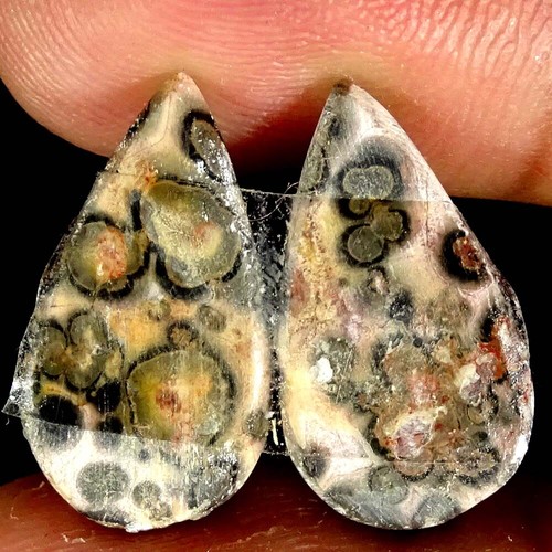 Natural Bird Eye Jasper Matched Pair Oval Pear Cushion Cab Loose Gemstone PK14 - Imagen 137 de 165