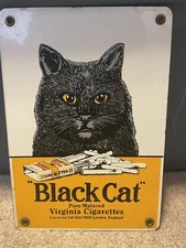Vintage " Black Cat " Virginia Cigarettes Metal Sign Good Condition See Photos