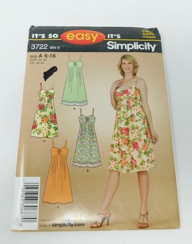 Simplicity 3722 Misses Summer Dress  Sewing Pattern Size 6-16 - Picture 1 of 3