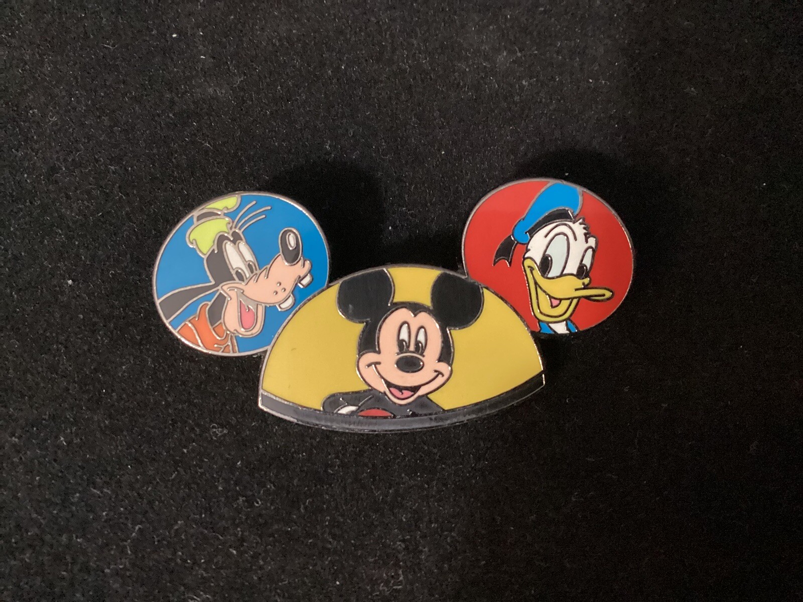 Disney Mickey Mouse Multi-color Ear Hat With Mickey, Donald & Goofy Pin