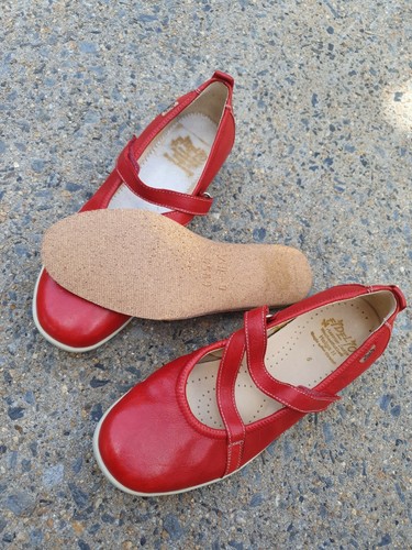 FIDELIO Helga H Comfort Shoes Orthotics 6 Red Ballerinas Mary Jane Sneaker Sole - Picture 10 of 12