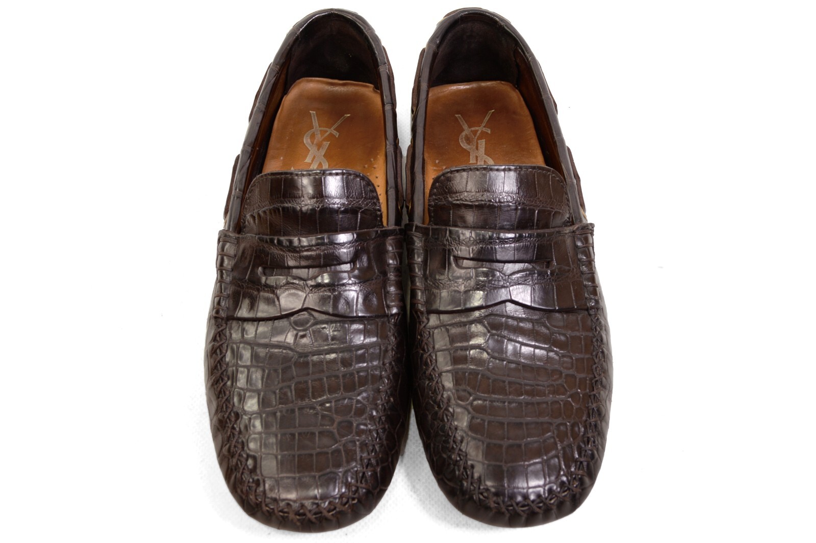 Mocassini SAINT LAURENT COCCODILE YSL Rive Gauche alligatore da uomo UK7 US8 41