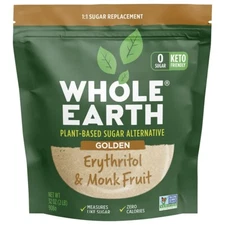 Whole Earth Plant-Based Sugar Alternative Erythritol Monk Fruit 32 oz Keto