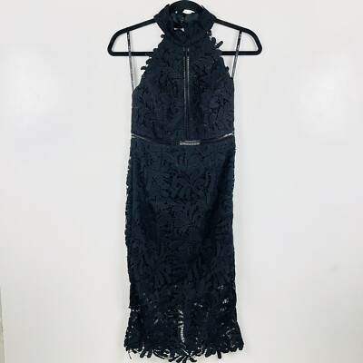 Bardot Women's Black Gemma Lace Sheath Dress Size 4 Halter