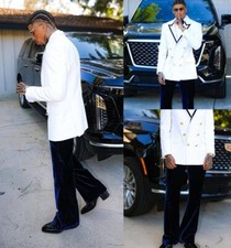 Men Blazer Suits Slim Fit Formal Prom Peak Lapel Tuxedos Jacket Double Breasted