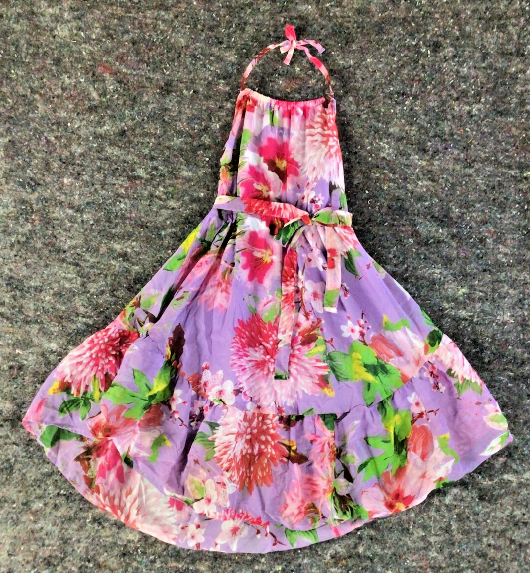 Girls Size 5/6 Purple Floral Easter Spring Summer Party Halter Dip