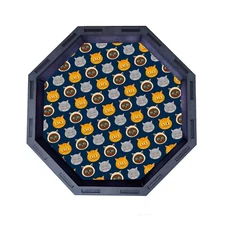 Cats in Space Octagon Wooden Dice Tray, Rolling Tray, D&D Tabletop Board Games
