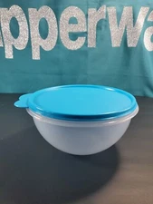 Tupperware Wonderlier Bowl With Aqua Blue Seal 5.25 Cups New Sheer With Blue “