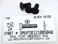 #12-24x1/2 Undercut Flat Head Phillips Machine Screws Steel Black Oxide (25)
