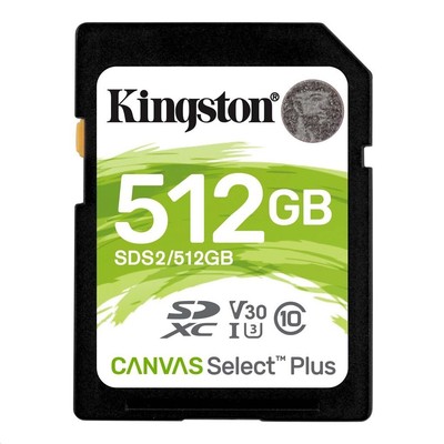 Kingston Canvas Select Plus SD Memory Card, 512GB, Class 10 UHS-I