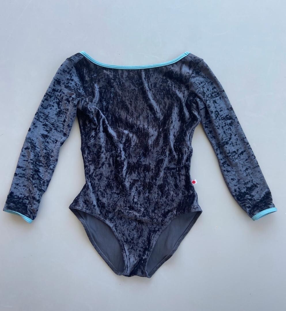 美品‼️ yumiko レオタード ウェンディ M 紺✕ベロア紫 バストパネル付 Basic】YUMIKO WENDY ベーシック（MESH）（B-Panel