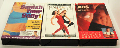 3 Exercise VHS Tapes METHOD DANCE TO FITNESS Banish Your Belly TONY LITTLE ABS