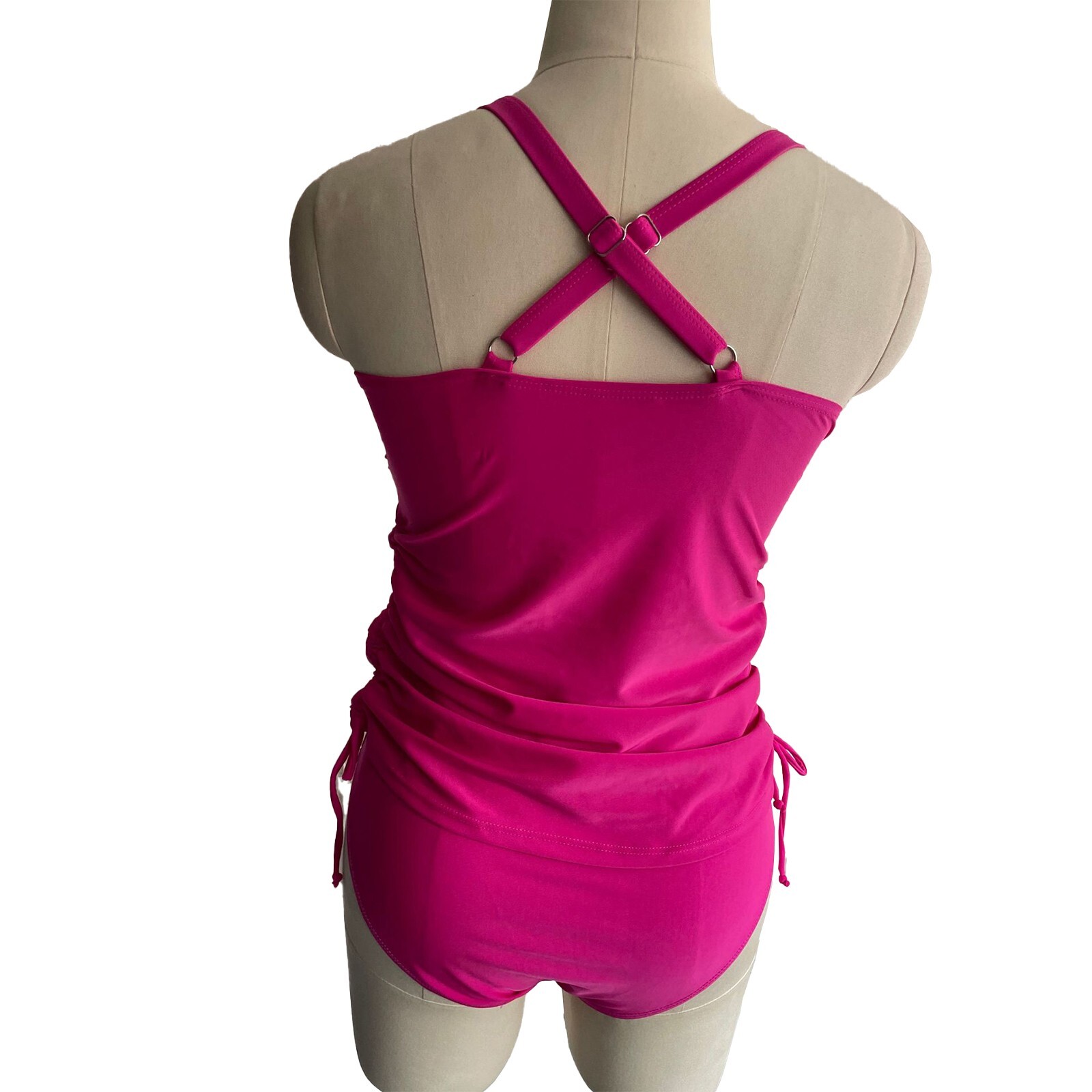 Frauen Zweiteiliger Tankini Schwimmanzug Bauchweg Badeanzug Halter Top