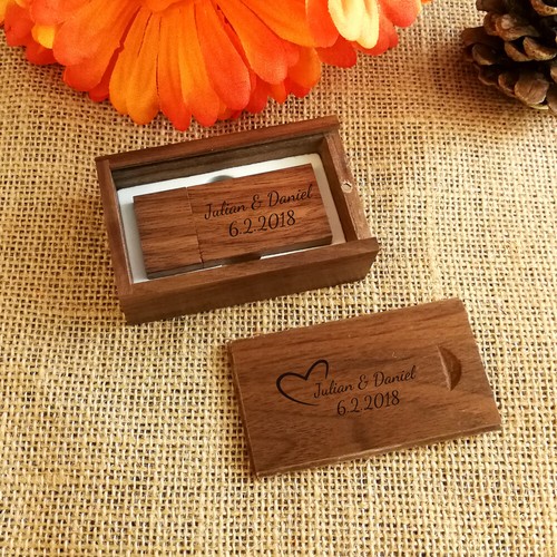 Custom Engraving Wood USB Flash Drive & Box, Wedding USB, Wedding Gifts, USB 2.0 - Picture 8 of 8