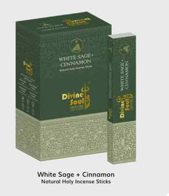 Divine Soul White Sage Cinnamon Agarbatti Naturduft Räucherstäbchen 180g
