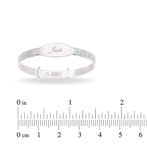 Brazalete Infantil Personalizado 925.Plata Piedra Azul Regalo Bautizo Edad 0-5 - Imagen 5 de 8