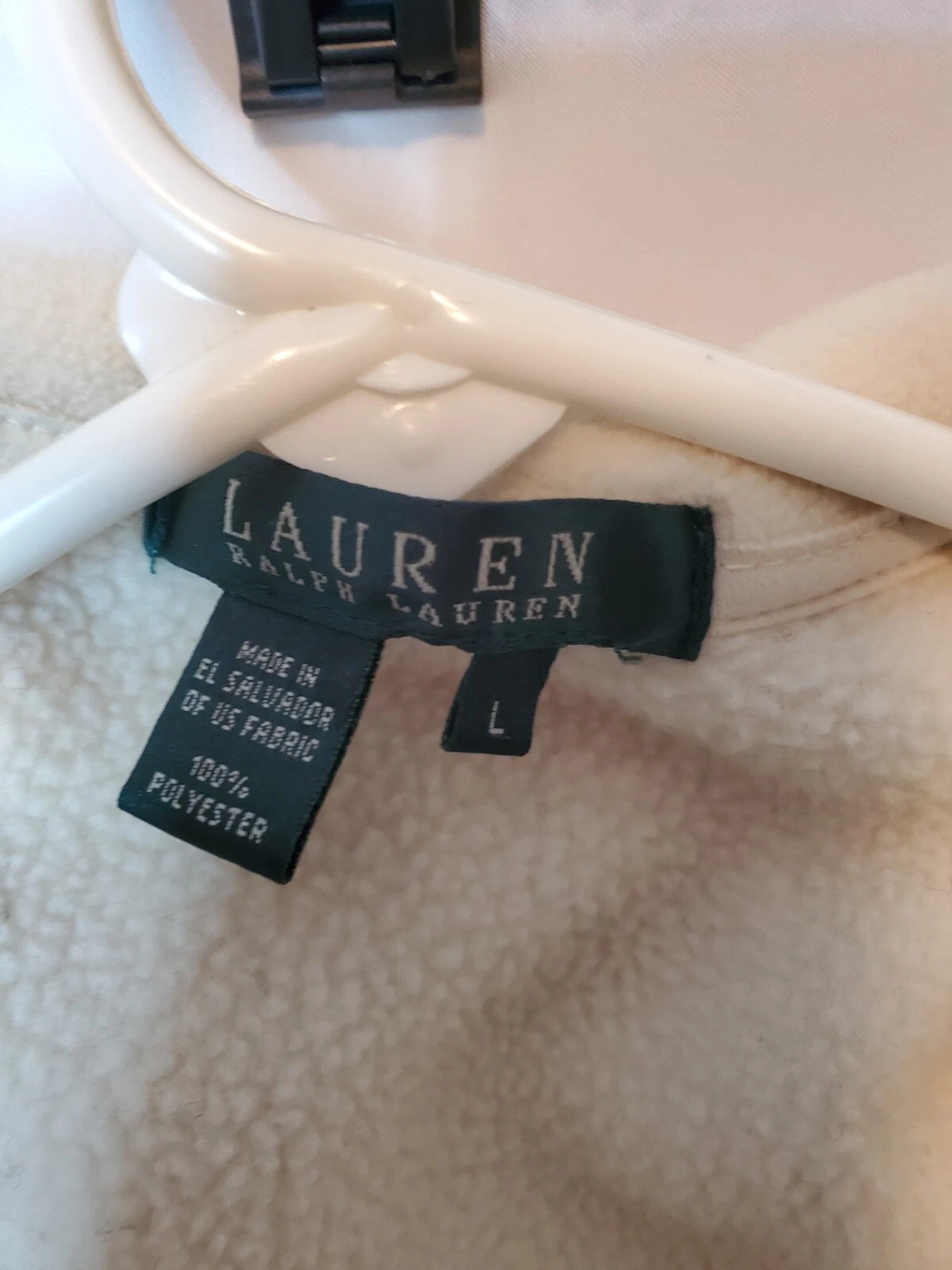 OFF WHITE Felpa con cappuccio e zip intera colore bianco sporco Lauren Ralph Lauren taglia large