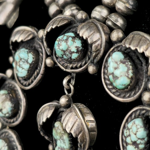 Vintage Navajo Turquoise Squash Blossom Necklace 253 g - Picture 4 of 14