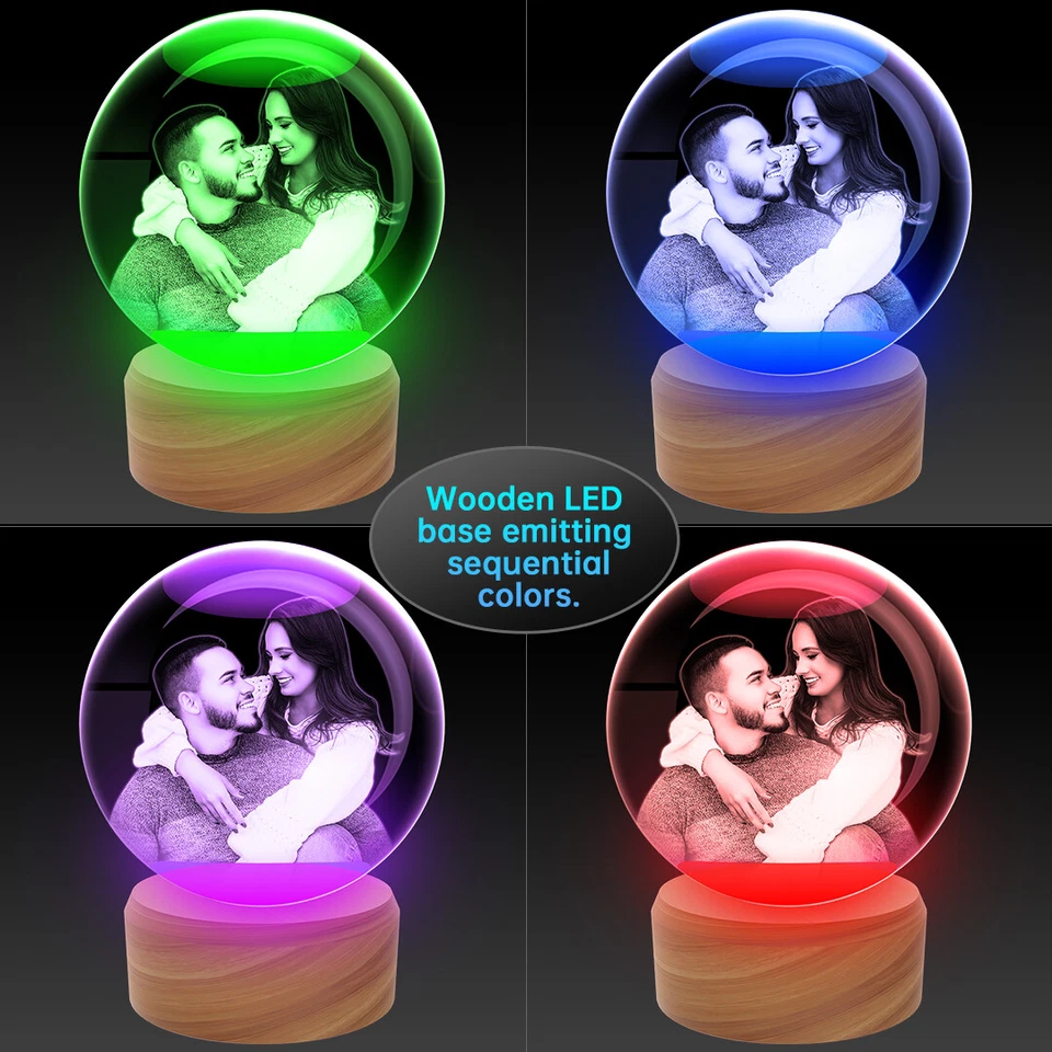 Bola de Cristal 3D, Grabado Láser Foto 3D Regalos para Cumpleaños Boda Aniversario Foto 4 de 4