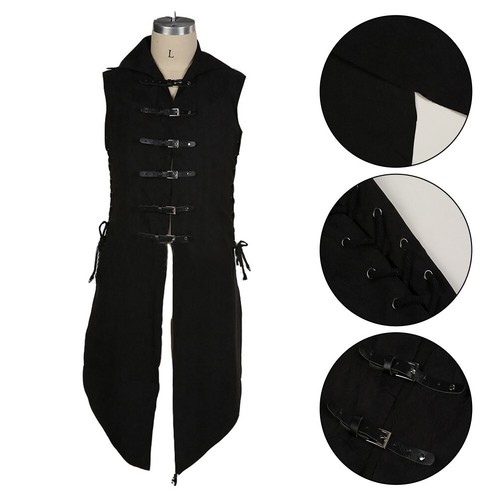 Rouge Brique - XL - Chemise Vintage Sans Manches Pour Homme, Rétro, Médiéval, Pirate, Viking