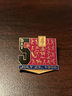 Vintage 1996 Atlanta Olympics Day 5 Of The Games July 23rd Lapel Hat Pin