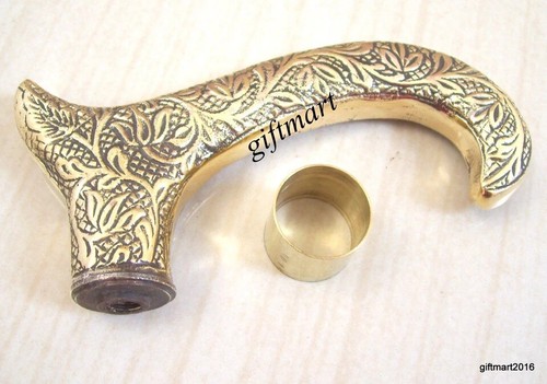 Brass Solid Handle Antique Style Victorian Cane For Wooden Walking Stick handle - Imagen 3 de 4