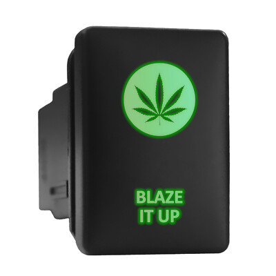 BLAZE IT UP - Green Backlit Short Push In Switch  1.28''x 0.87'' (Fit: Toyota)