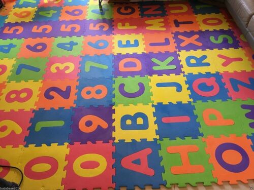 36pcs Soft EVA Foam Baby Kids Play Mat Alphabet Number Puzzle 15 x 15cm  - Picture 1 of 5