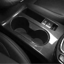 Carbon ABS Console Front Water Cup Holder Panel Cover Trim For Kia Seltos 20-23