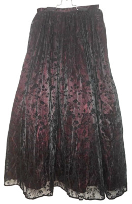 vtg Black Lace Floor Length Long full skirt  vampire romantic Goth Whimsigoth S