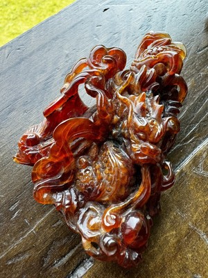 Red Agate From Vietnam Master Carved Into An Amazing Dragon Sculpture