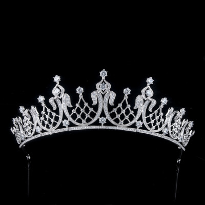 Luxury All CZ Cubic Zirconia Classical Queen Princess Tiara Crown For Women