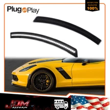 Smoke Lens Front Bumper White LED Side Marker Lights For 14-19 Chevy Corvette C7