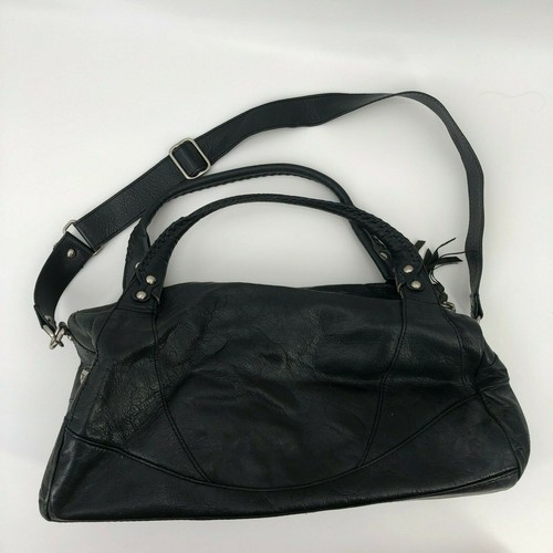 Bolso de Hombro Perlina Negro Bolso de Hombro Plateado Cuero Flecos Tiradores - Imagen 2 de 10