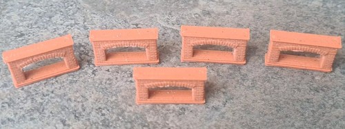 Model Railway Brick Red Colour Fireplace X5 Pieces HO OO Scale 24mm X 14mm Size - Picture 3 of 7