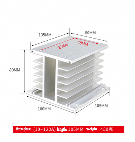 Aluminum Heat Sink for Three Phase Solid State Relay Heat Dissipation 10A -120A - Picture 8 of 20