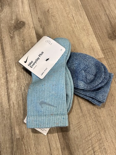 Nike 2 paia calze crew blu maculato giovanile 5Y-7Y donna 6-10 uomo 6-8 - Foto 2 di 3