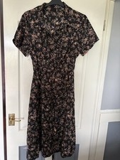 Autumnal Floral Print Dress Shirt Sleeve with Belt Size 2XL Women Shein Curve UK
