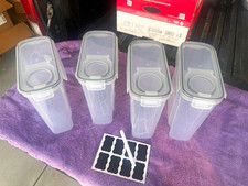 4pc Clear Plastic Airtight Storage Containers Set, Snap Lids, 3.0L Gray