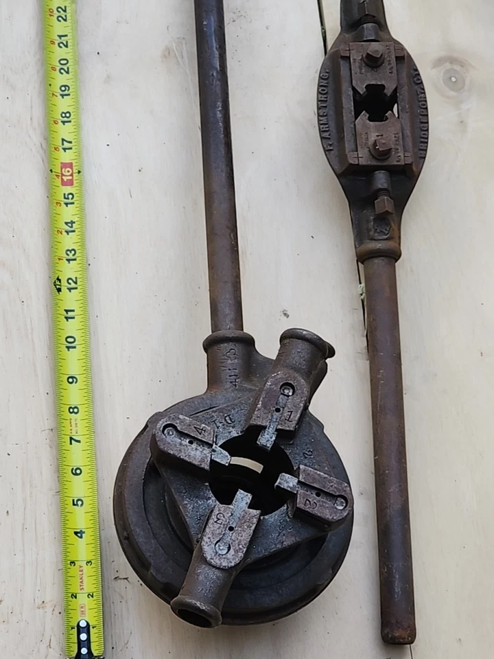 Enhebradora de trinquete de tubería Toledo de colección, juego TAP & DIE & ARMSTRONG roscadora de tubería Foto 2 de 4