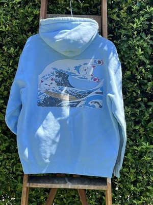 RIPNDIP Thy Great Wave of Nerm Light Blue Men's Hoodie Graphic Cotton Pullover