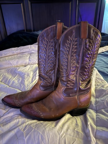 Bottes Western Cowboy Tony Lama 8030 Cuir Lézard Marron Vintage Taille 7D - Occasion Bon état